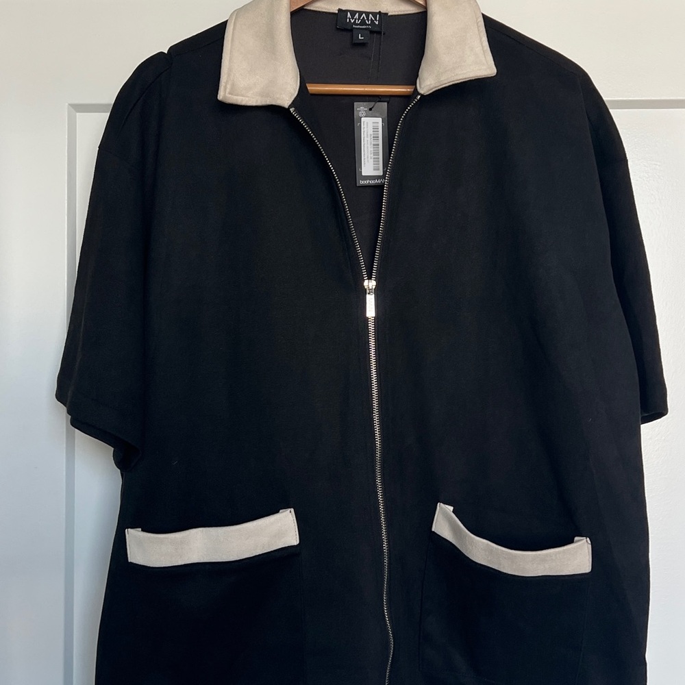 MAN Black and Beige Zip-Up Jacket